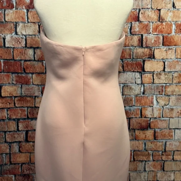 Badgley Mischka Pink Strapless Scuba Gown with Oversized Rosette – Size 8 - Picture 4 of 5